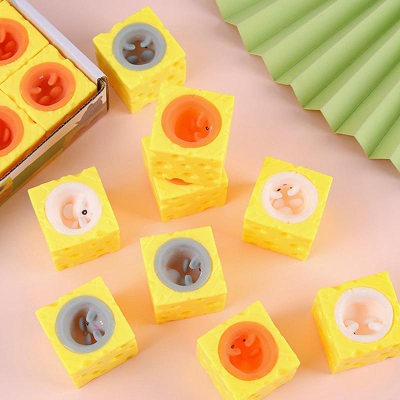 Squeeze Cheese Stress Ball Mouse Shaped Sensory Squeeze Toy For Adults Children Office Home Use Soft Durable TPR Material