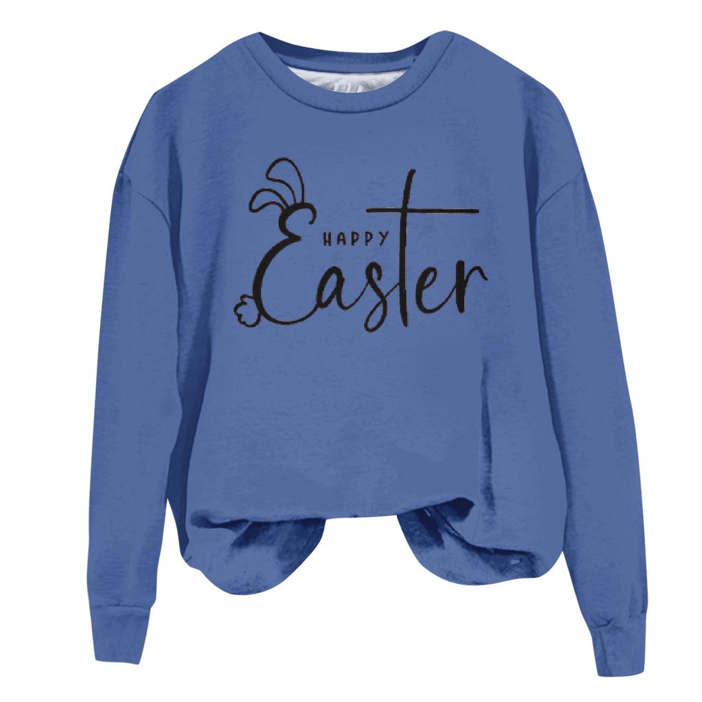 Damen Rundhals Tops Baumwolle Damen Mode Langarm O-Ausschnitt Pullover