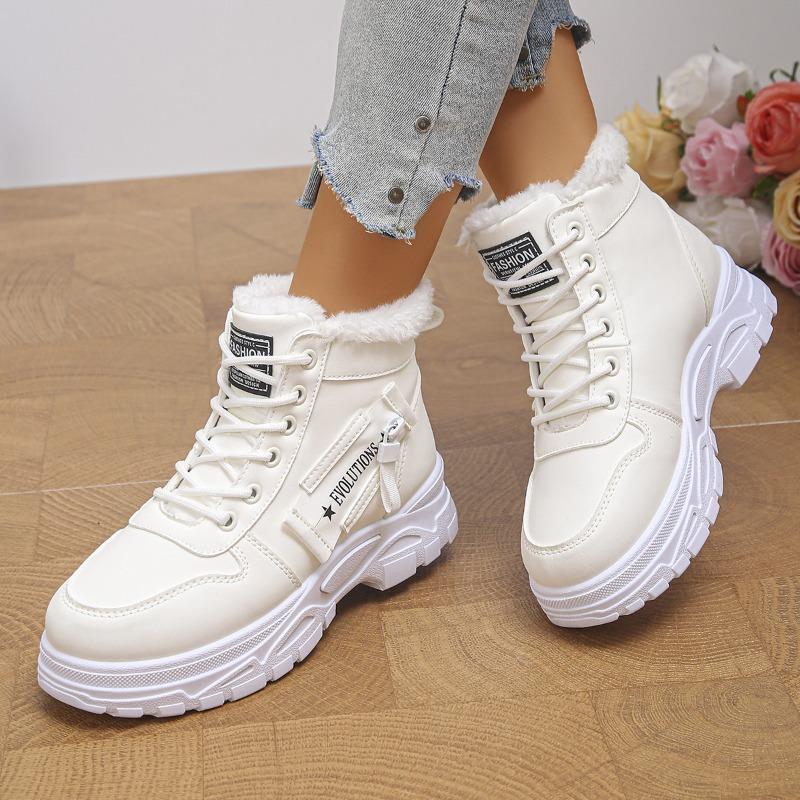 Winter Fleece‑Lined Thickened Snow Boots, Anti‑Slip Waterproof Warm Cotton Martin Boots