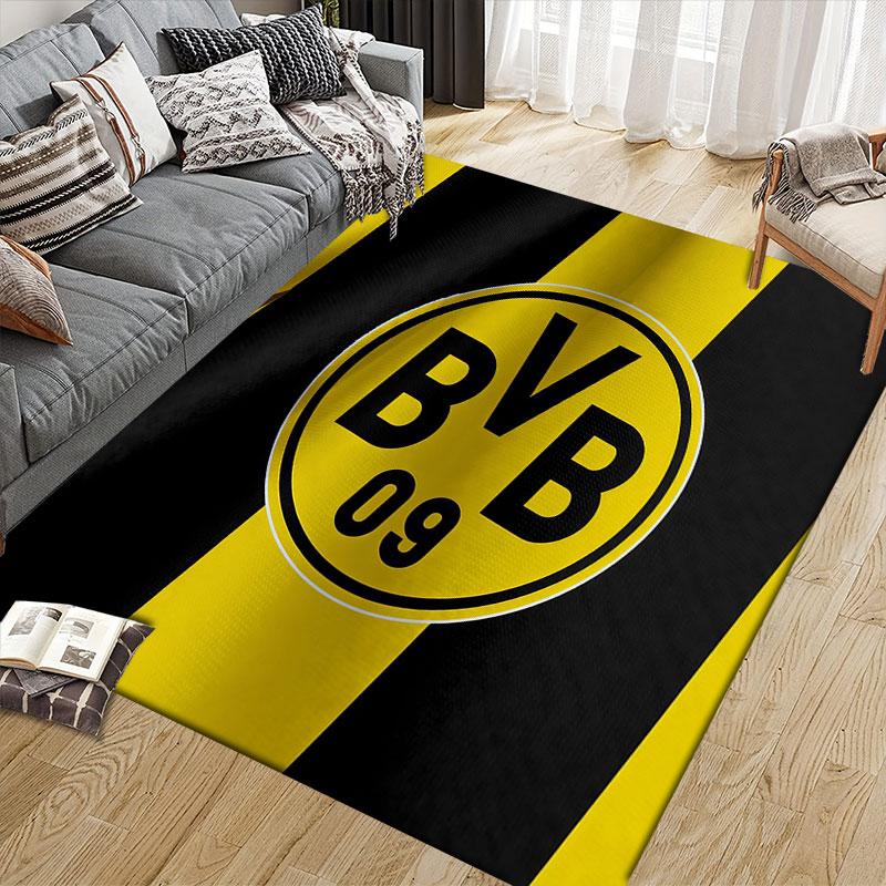 Dortmund Flannel Printed Carpet, Home Sofa Decoration for Living Room & Bedroom, Non‑Slip Play Flannel Floor Mat for Game Room