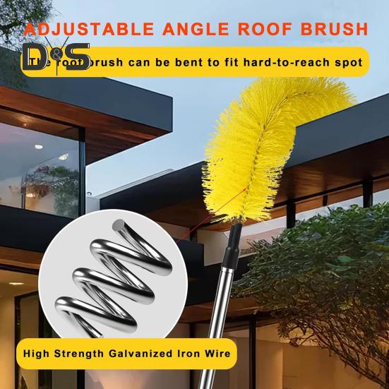 Telescopic Gutter Cleaning Brush Gutter Cleaner Tool with 8 Detachable Telescopic Pole And 2 Cleaning Brushes
