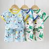 1Set 100% Cotton Kid Clother Set Children Cute Cartoon Print Short Sleeve T-Shirt Shorts Boy Girl Top Toddler Baby Pajama Suit