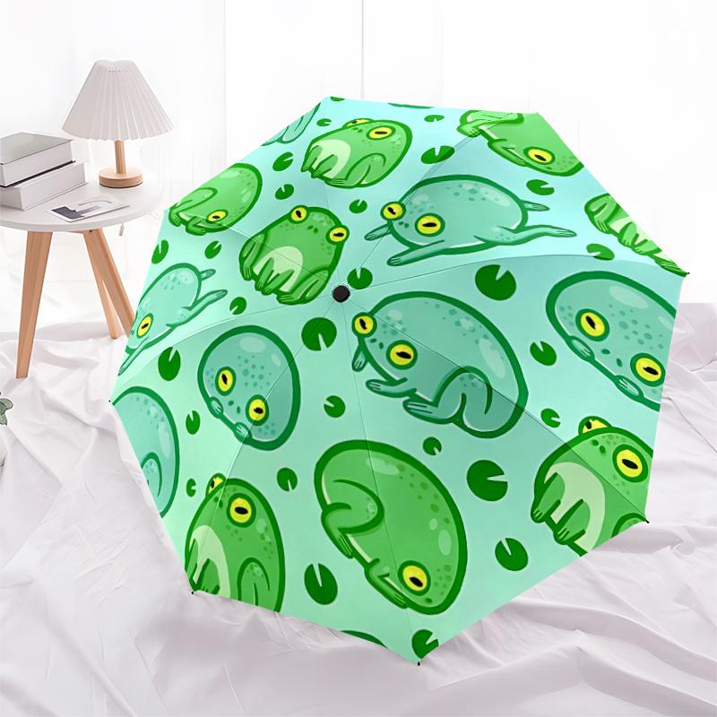 1pc Frog Pattern Automatic Open/close Umbrella, 8-Rib sturdy structure, Portable Travel Umbrella, Parties, Everyday Use,07