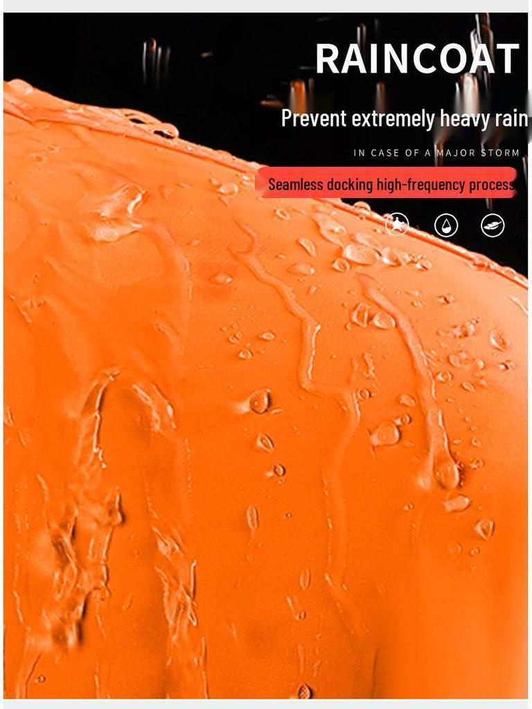 Men's Orange Raincoat & Pants Set with Reflective Strips for Construction and Cleaning