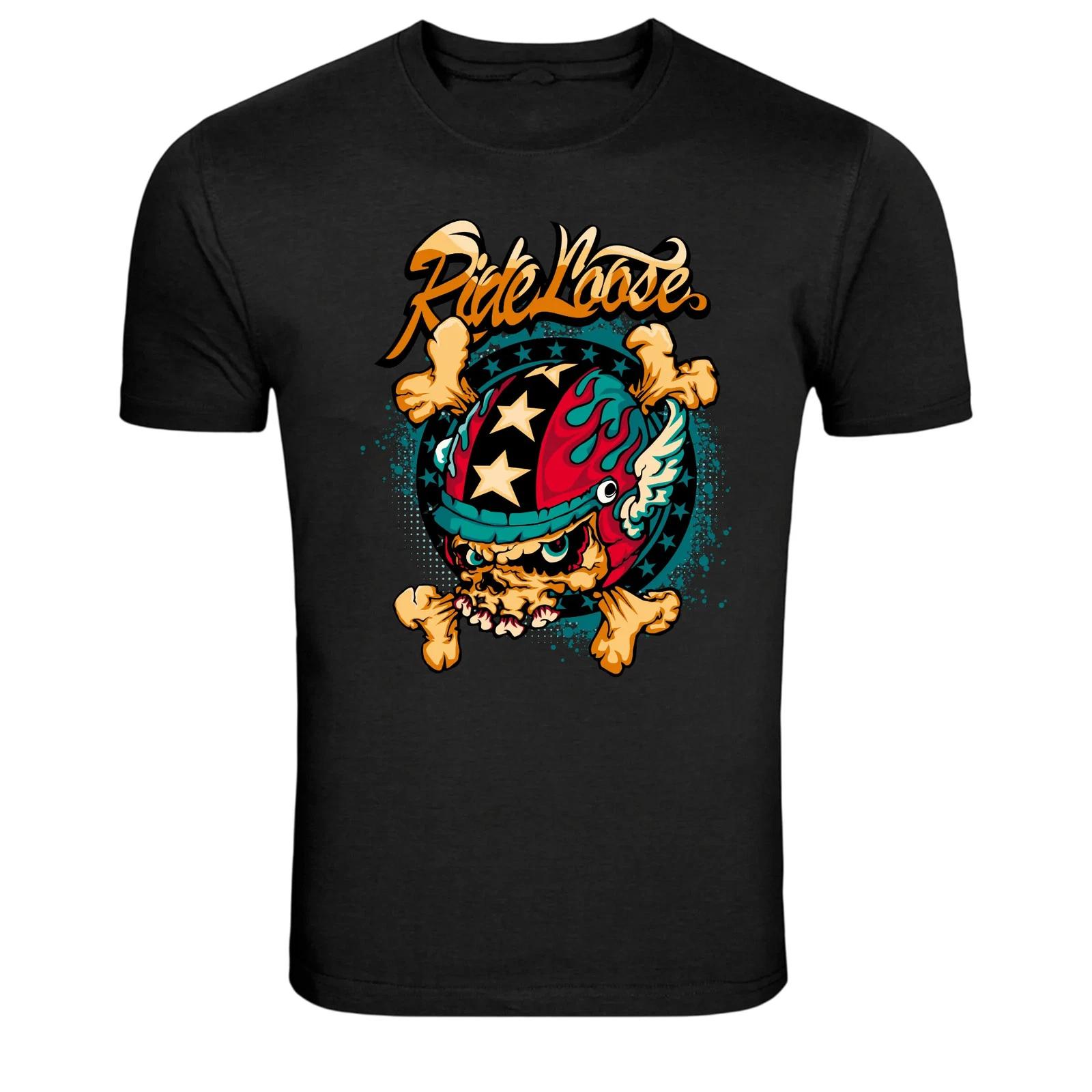 Ride Nause Skull Helmet Biker Motorcycle Graphic T-Shirt M