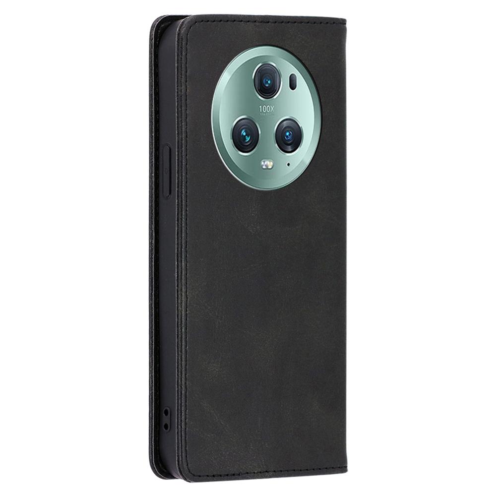 Phone Case for Honor Magic5 Pro PU Leather+TPU Wallet Stand Calf Texture Magnetic Closing Cover
