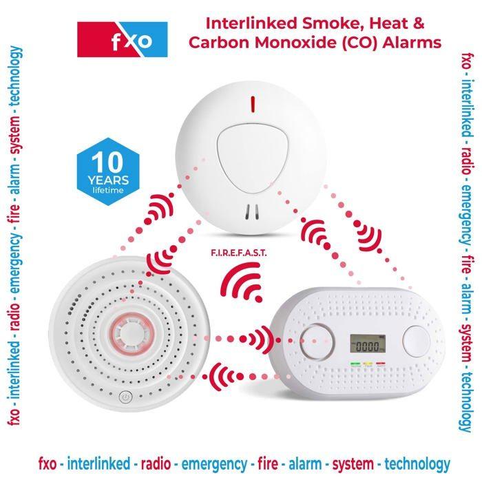 Détecteur de fumée - firexo - fxoico1 - interconnecté - multidétection - 10 ans d'autonomie