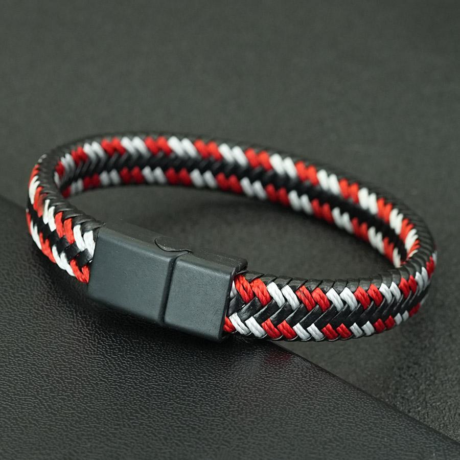 

Noter Novel Men Bangle 2 Color Options Premium Selected Handmade Braided Leather Cord Bracelet Casual Versatile Accessories красный
