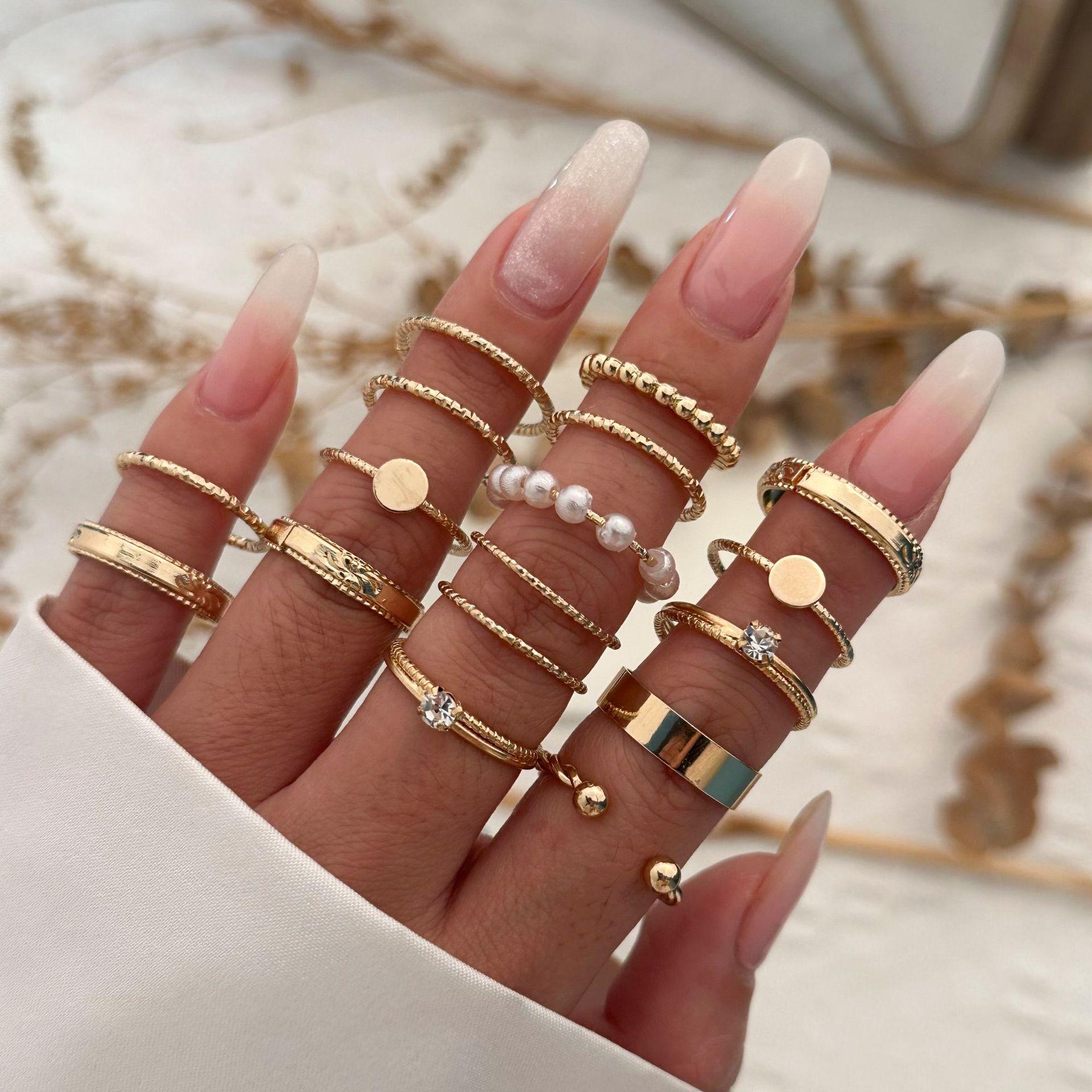 

Набор колец со звездами и луной, микс и матч, многослойный, женский, с микроинкрустацией, геометрический браслет-кольцо с бабочкой