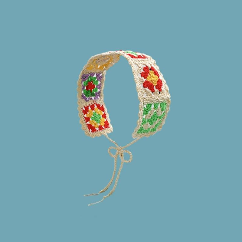 Süße Mädchen Buntes Häkelstirnband Sommer Sonnenschutz Turban zum Binden Camping Kopfwickel Teenager Liebliches Haartuch