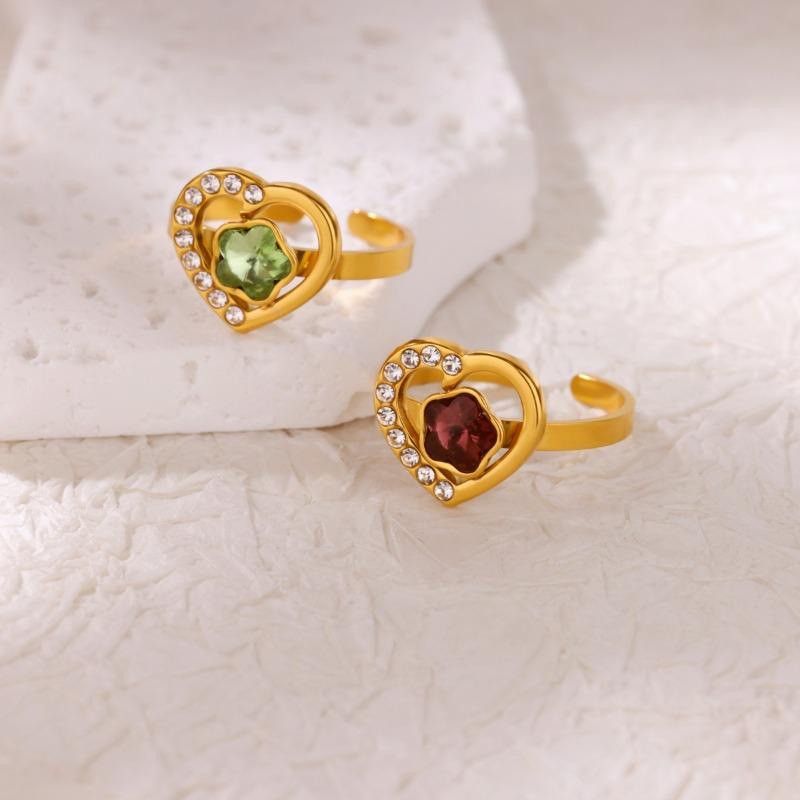 Heart Ring Women's K Gold Micro-inlaid Zircon Temperament Designer Ring High-end Commuting
