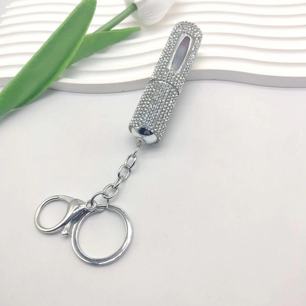 Exquisite Bottom Refillable Keychain Bottle 5ml Crystal Key Ring Atomizer Rhinestone Portable Spray Bottle For Travel