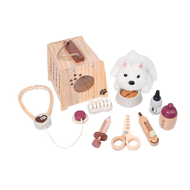 Children s Wooden Pet Medical Kit for Role-Playing and Early Education KABI-Pet Medical