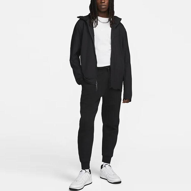 Nike Tech Fleece Lightweight Solid Logo Double Zipper Hooded Jacket Men Jacket Black DX0822-010