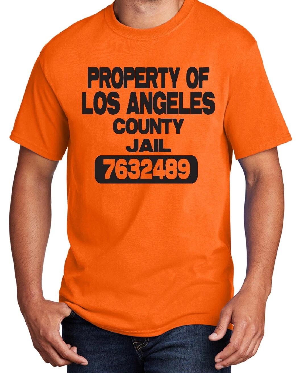 PROPERTY OF LOS ANGELES COUNTY JAIL CALIFORNIA CONVICT PRISON ORANGE T-shirt S