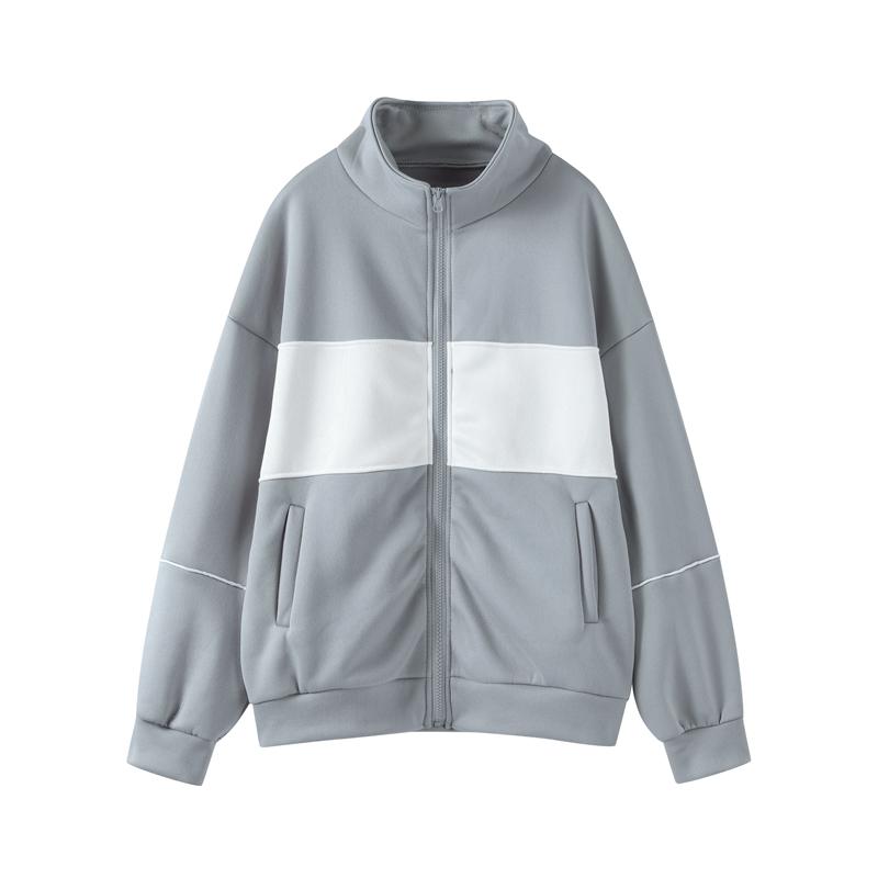 Loose Tracksuit Women Trouser Suits Loose Contrast Zipper Sweat Jacket Stripe Sweatpants Female 2 Piece Set  Autumn Lady Outwear