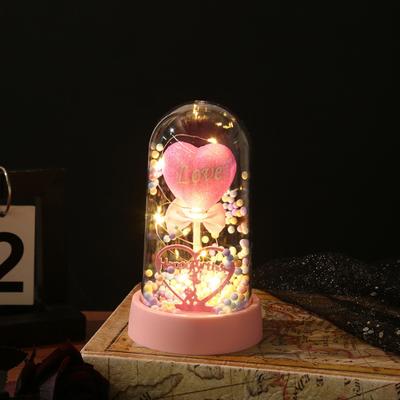 Yousheng 2 Pcs Love Heart In A Dome LED Light Up Heart Ornament Anniversary Valentine's Day Christmas Birthday Gift for Women Her Wife Mom