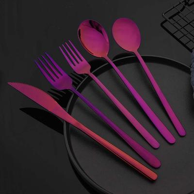 Shiny Purple Dinnerware Set Western Tableware 304 Stainless Steel Fork Knife Spoon Dinner Set Home Kitchen Flatware Set