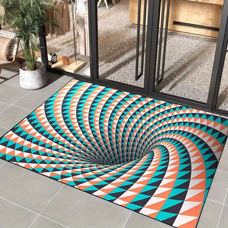 Optical Illusion Vortex Rug - Mind-Bending Geometric Art for Game Rooms  Trippy Floor Mat Anti slip carpet can be machine washed