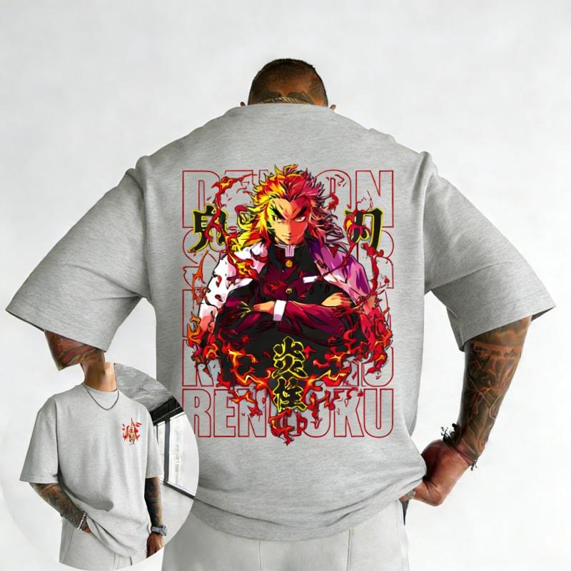 Demon Slayer Anime Purgatory Apricot Shoulang SpringSummer New Mens Casual Fashion Hip Hop Y2K Unisex Tshirt
