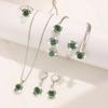 5Pcs Jewelry Sets Shining Zircon Spiral Flower Red Bead Faux Pearl Necklace Earrings Ring Bangle Bracelet Set for Women Banquet