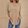 Fall New Ribbed Crew Neck Loose Long Sleeve Knit Top T-shirt for Women European American Style