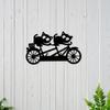 Vintage Cycling Cats Iron Wall Art Black Silhouette Indoor Outdoor Decor