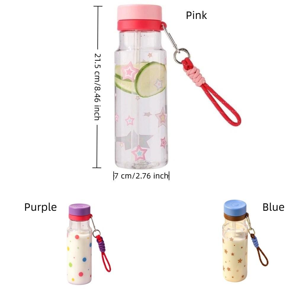 Star Pattern Plastic Water Bottle Transparent Portable Sports Kettle Cold Drink Cup  Travel