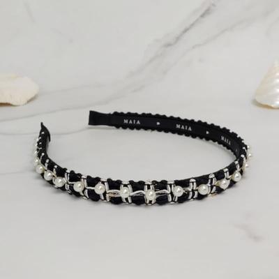 Pearl Bead Headband - Black