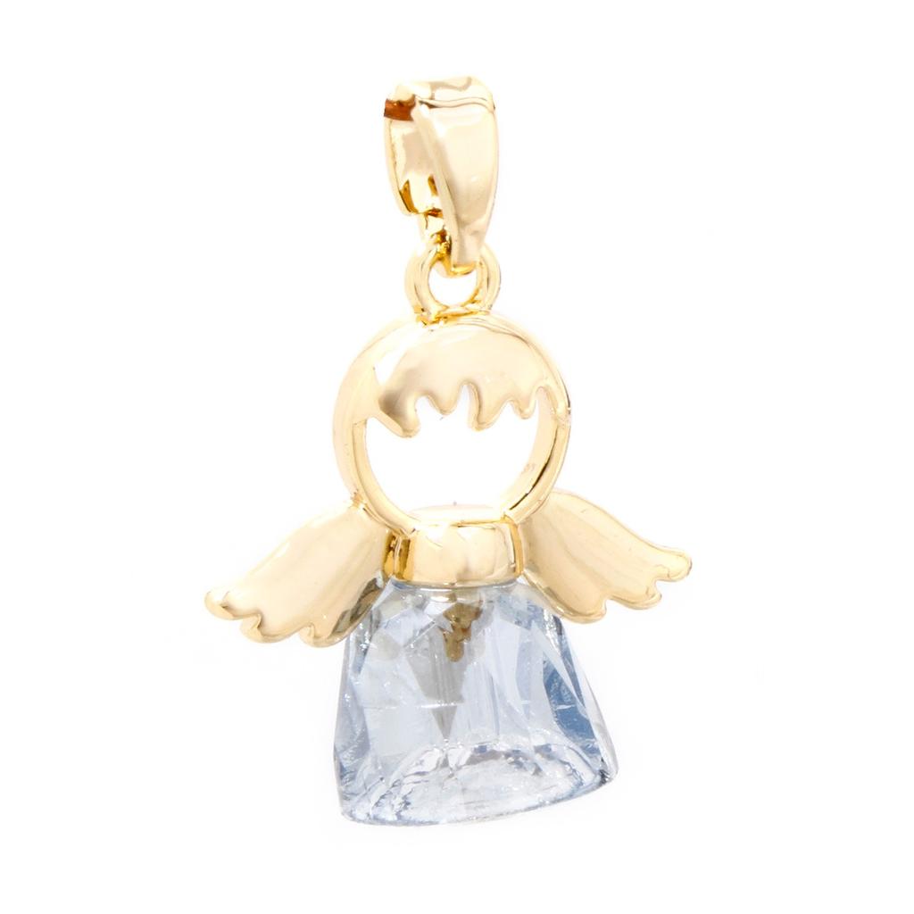 1pc Brass & Glass Religious Charm Pendant 18K Gold Plated Angel Fashion Necklace Pendants for Jewelry Making 22mm x 16mm