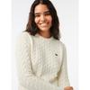 Lacoste Womens Wool Blend Cable Crewneck Sweater Af0633 54n Nyv q2nAf0633 54nNyv