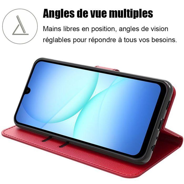 Coque de Téléphone - BOOLING - Samsung Galaxy A17 4G/5G - Effet Cuir Antichoc Rouge - 2 Verre Trempé