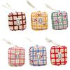 Cute Checkered Cosmetic Bag With Fruit Pattern Compact Size Interior Dividers Portable Makeup Organizer for Women