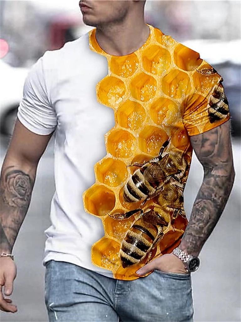 Men's T-Shirts 3d Print Cute Bee Pattern Tops Tees New In Summer Women Kids Streetwear Fashion Oversized T Shirt Men Clothing
