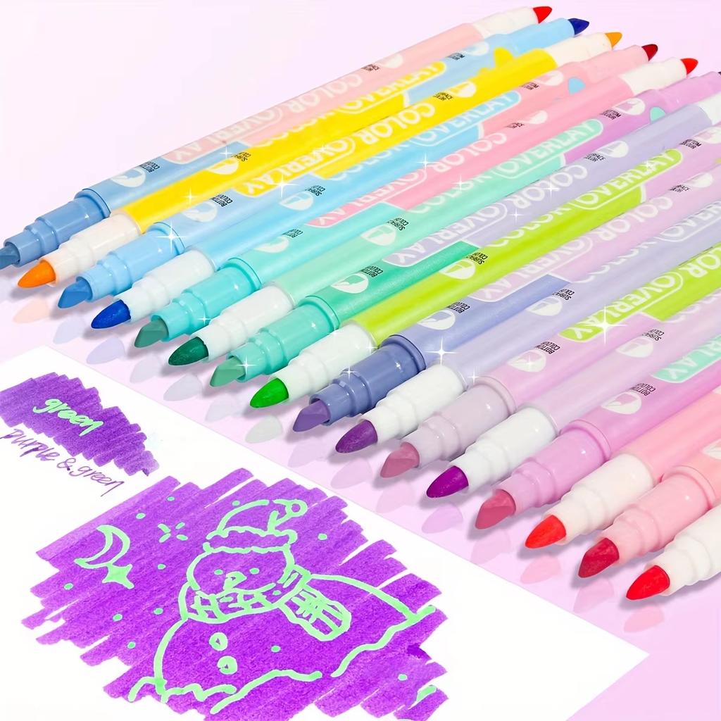 5 Pcs Double Ended Magic Color Change Highlighter Kit, Student Diary Scrapbook DIY Production, for Marking, Underline, Painting