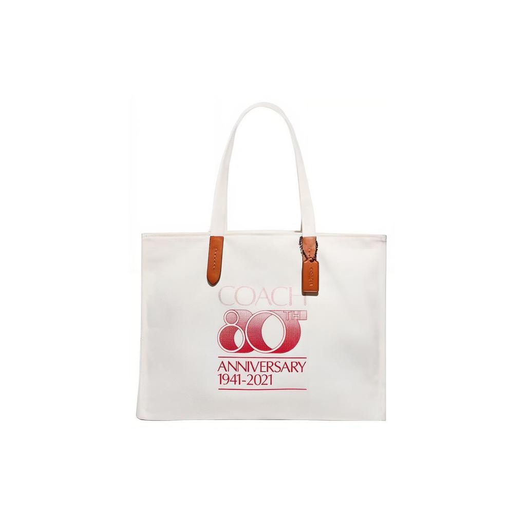 COACH Recycled Canvas With Leather Tote Bag, Shopping Bag, Handbag, Shoulder Bag Large Women's White C7072-V5CND