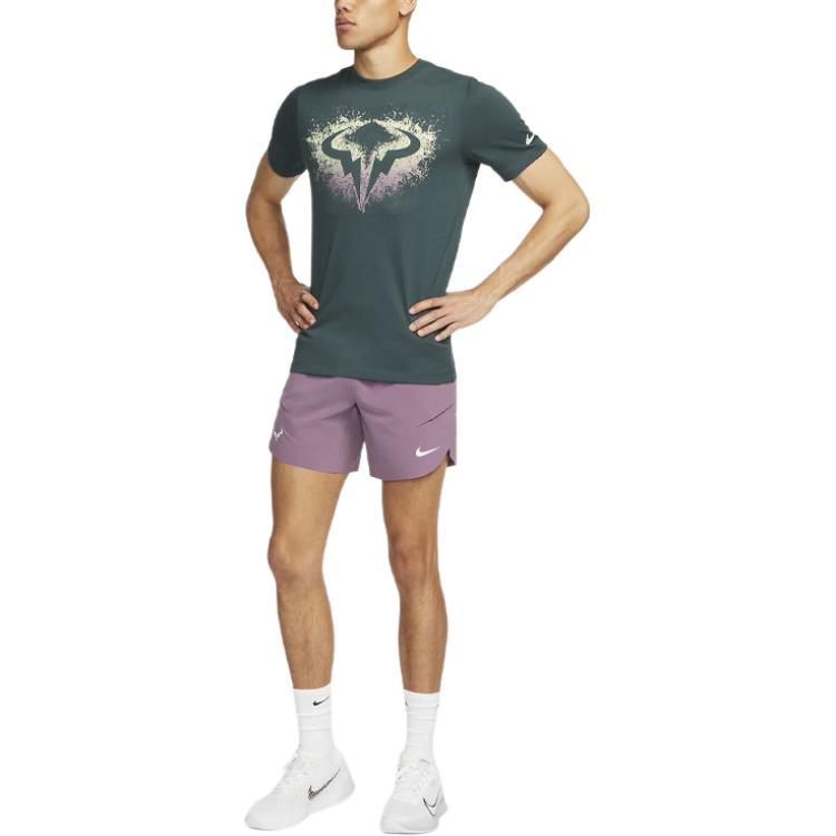 Nike Rafa Logo Cintura Elástica Perna Reta Cintura Média Shorts Casuais Masculinos roxo cinza DV2881-536