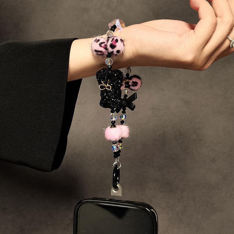 Lüks Üst Düzey Yapay Elmas Ayı El Zinciri Bileklik Kısa Telefon Askısı Moda Çizgi Film Telefon Kolyesi Telefon Askısı