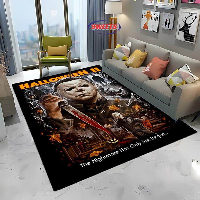 1PC M-Michael M-Myers Halloween Horror Carpet Soft Rug for Living Room Dining Room Playroom Floor Decor All Season Mat