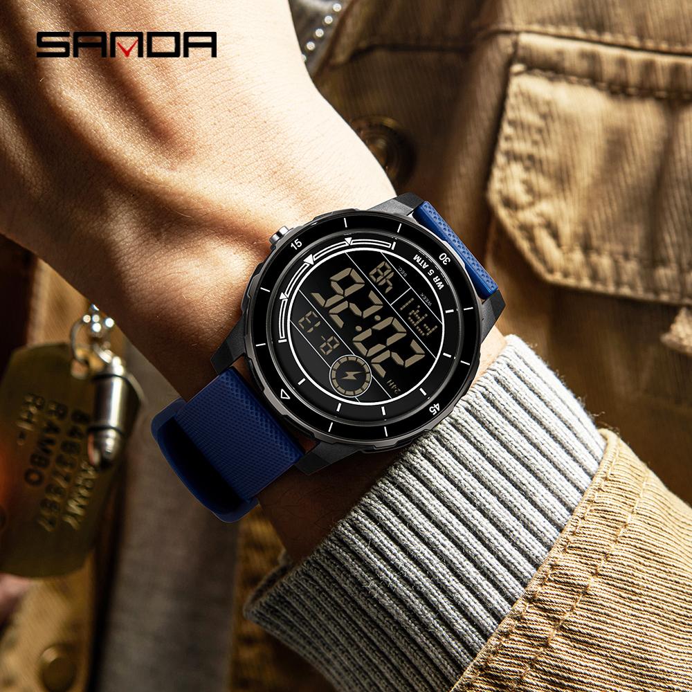 SANDA New 2205 Fashion Student Electronic Watch Countdown Multi Functional Sports Waterproof LED Electronic Digital Watch