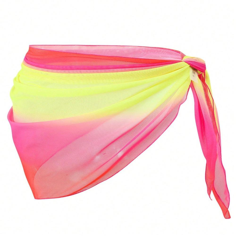 

Chiffon Material Beach Dress UPF Protection Short Length Bikini Cover Up Sheer Fabric Gradient Color Beach Cover Up Skirt One Size