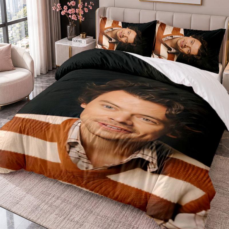 Harry Styles 3Pcs Bedding Set Duvet Cover With Two Pillowcases For Bedroom Home Decoration
