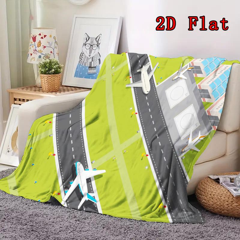 Airports and Airplanes 2D Flat Pattern Flannel Blanket High Quality All Seasons Warmth and Comfort Perfect for Christmas Gifts.MMT0918314