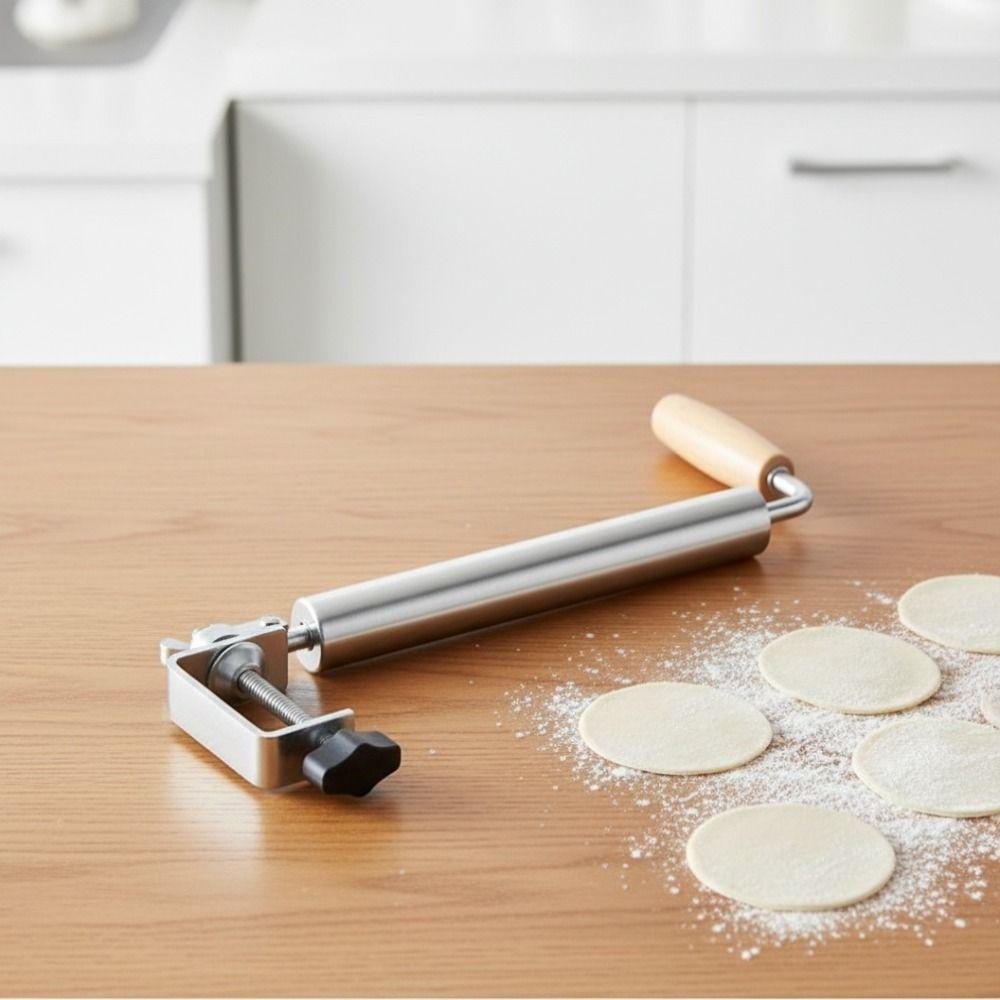 Smooth Surface Stainless Steel One-handed Rolling Pin Non-Stick Dough Sheeter Dough Roller  Pastry