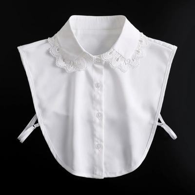Camicia alla moda traforata colletto finto da donna bordo a fungo a foglia di loto colletto finto da bambola scialle decorativo staccabile in pizzo bianco