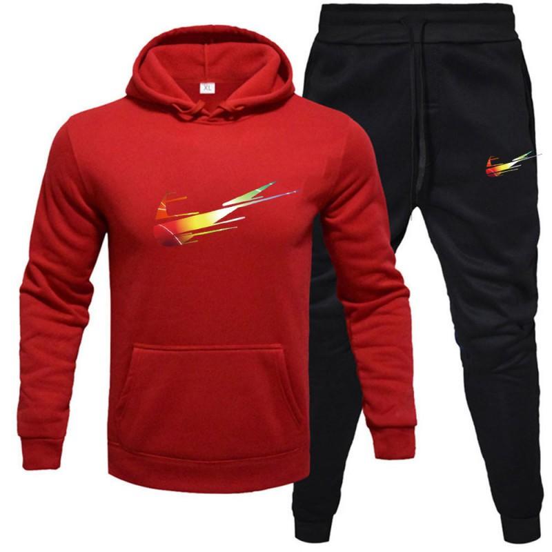 Mens Tracksuit Set Long Sleeve Hoodie Sweatshirt Sweatpants Casual Sportswear Youth Fashion