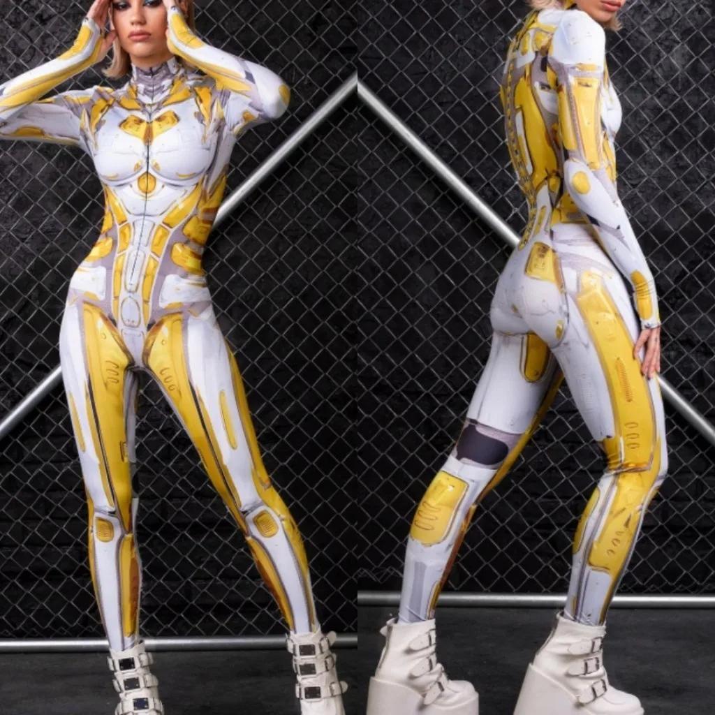 Damen Sexy Enger Jumpsuit Cooler Cosplay Bodysuit Steampunk Jumpsuit Kostüm Halloween Abendshow Kostüm Zentai