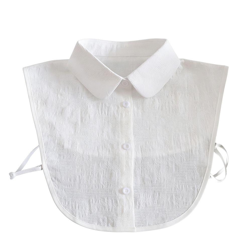 Women Clothes Accessories Ruffled Fake Collar Cotton White Neckline Detachable Half Shirt