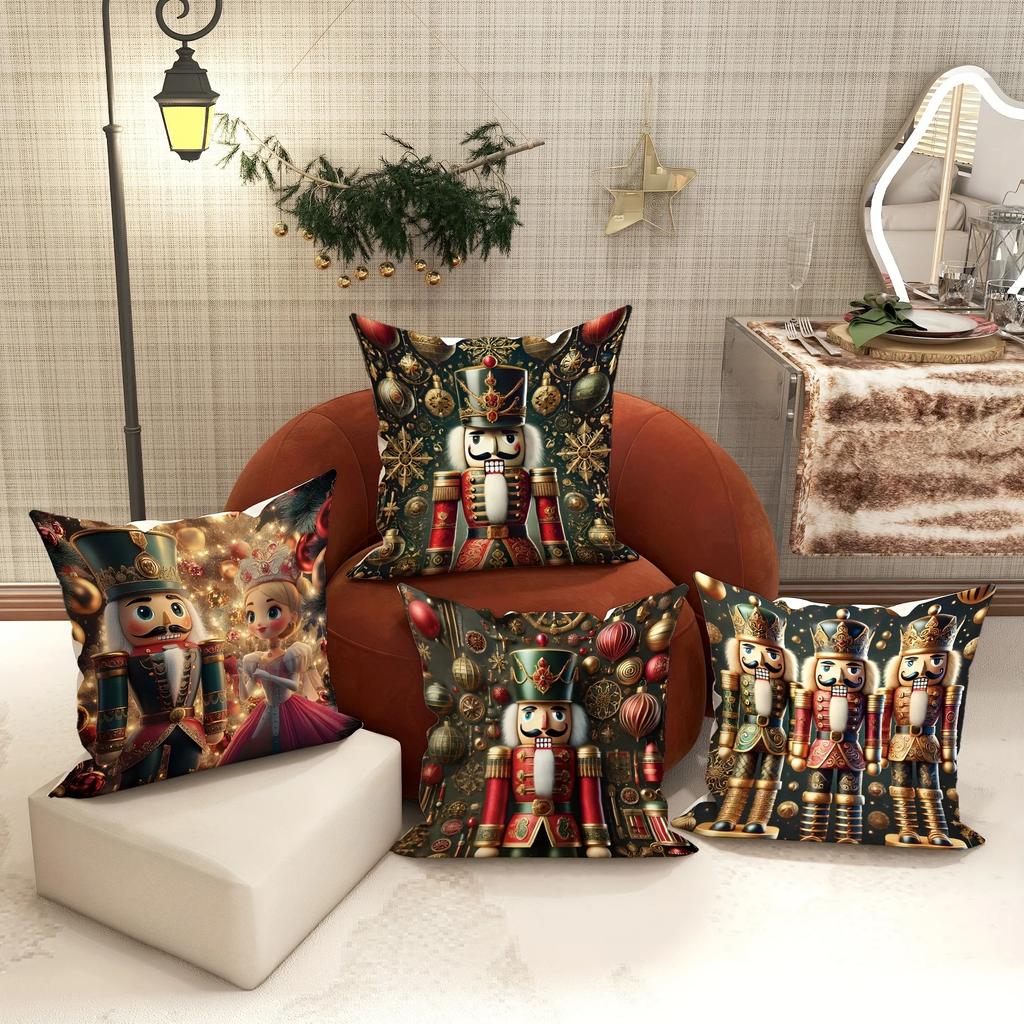 Christmas decoration pillowcase Nutcracker princess pattern is suitable for home room living room sofa cushion cover