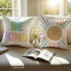 Cartoon Rainbow Sun Cushion Cover Pillowcase Anti-Dustmite Invisible Zipper Short Plush Sofa Cushion